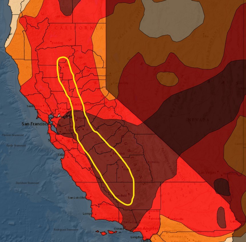 California Drought Conditions as of Dec 12th 2021