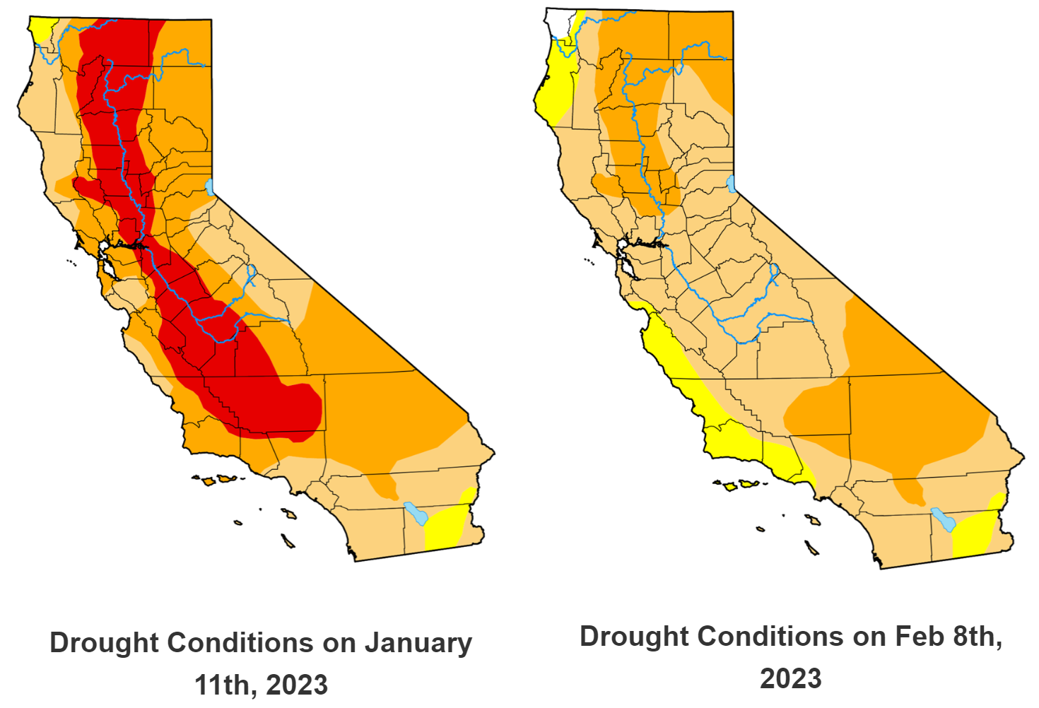 Drought Conditions Jan 23 vs Feb 23